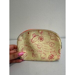Ipsy Makeup Bag Vintage Travel‎ Air Mail Postal Stamp Orange Cosmetic Pouch